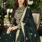 Heavy Embroidered Green Chiffon Wedding Dress - Party Wear