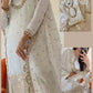 Chiffon White & Gold 3 Piece Unstitched Dress-Party Wear