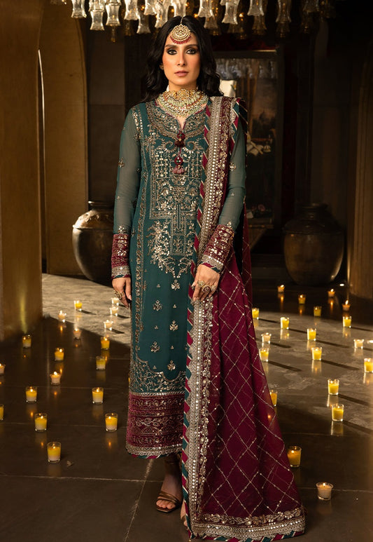 Embroidered Chiffon 3 Piece Unstitched Suit AJ-24-AZ - Party Wear