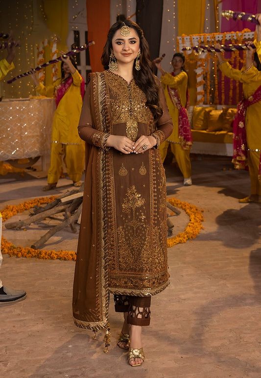 Embroidered Chiffon 3 Piece Unstitched Suit-Party Wear