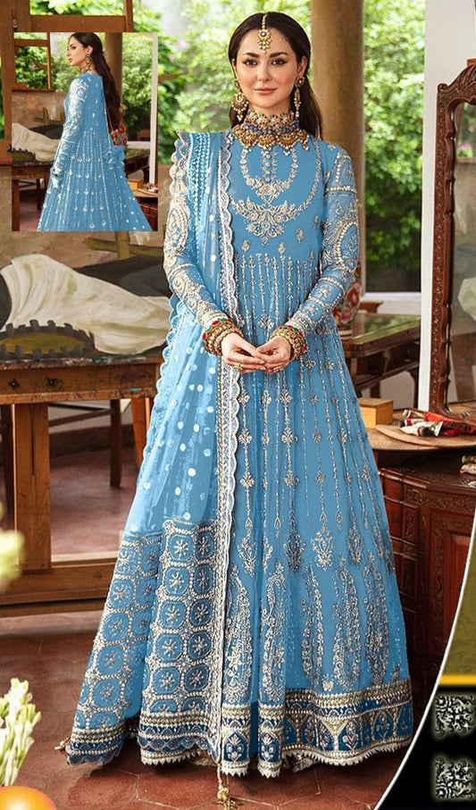 net dresses for party wear 2-Piece Embroidered Fancy Net Party Wear Dress (DZ15263) DressyZone.com