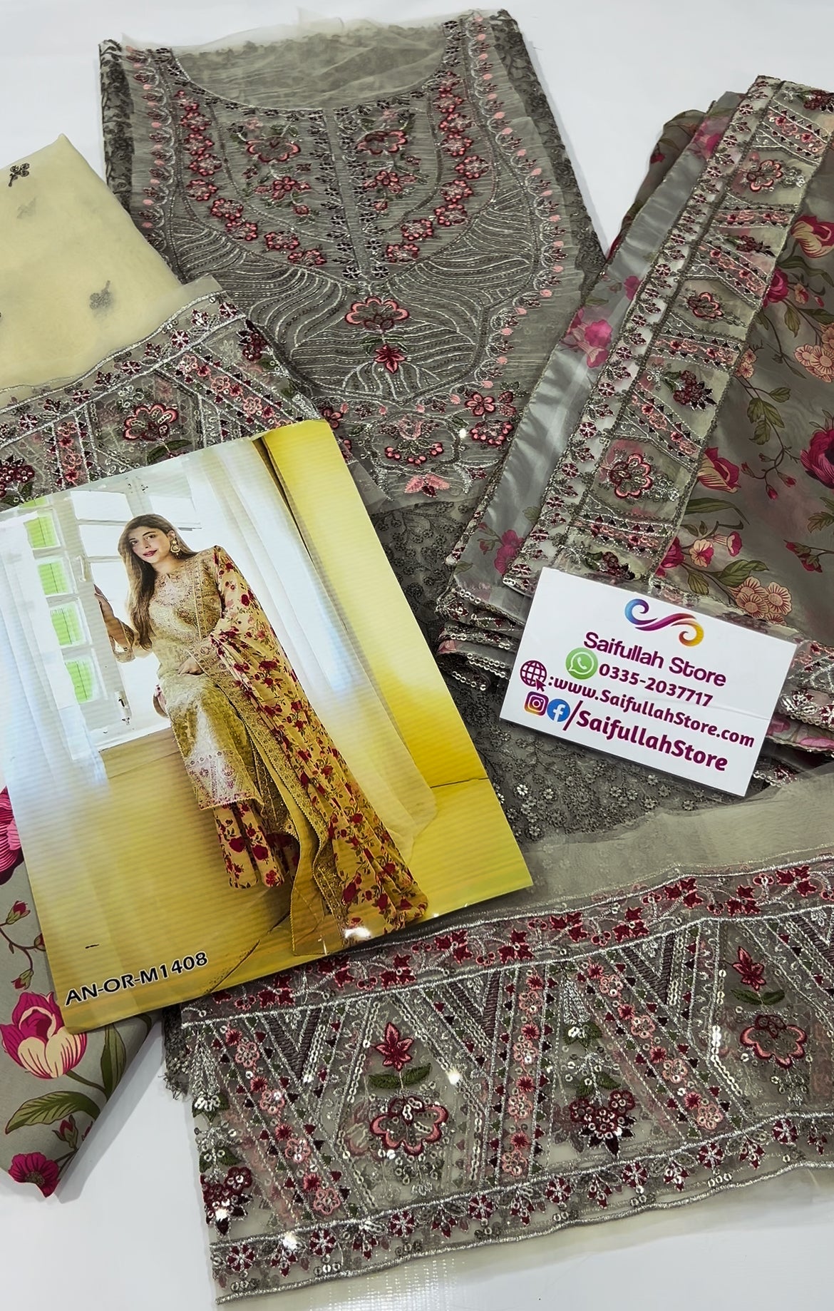 Wedding Festive Luxury Embroidered Organza Suits Unstitched - URWA