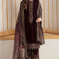 Mehroon Velvet Unstitched  Embroidered Dress- Party Wear