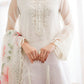 White Formal Organza Unstiched 3 Piece Dress - WQ-24