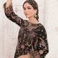 Luxury Net Embroidered 3 piece Unstitched Dress MB -Black - Party Wear