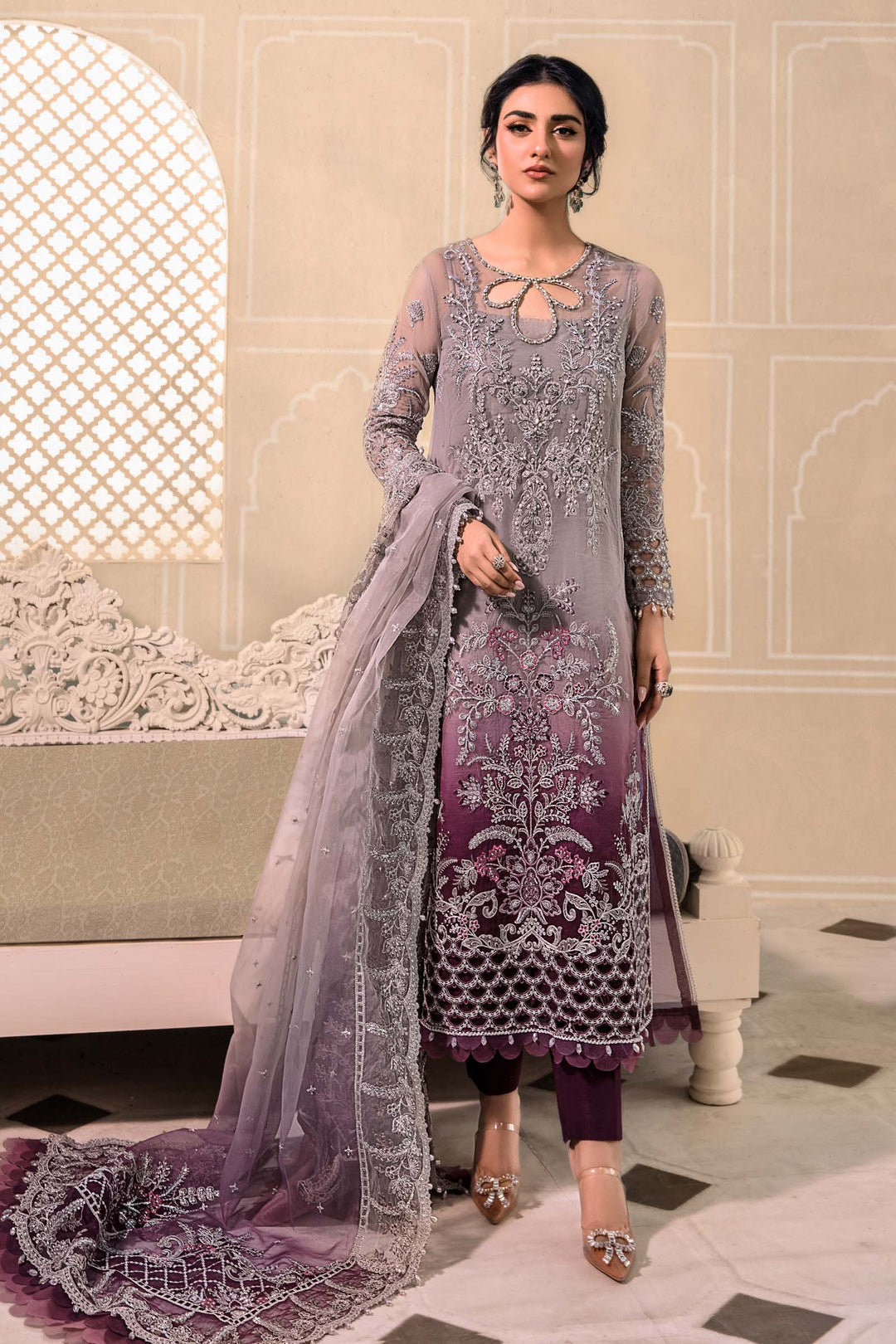 Luxury Embroidered Organza 3 Piece Unstitched Suit MBC-BD-2605-23-Party Wear