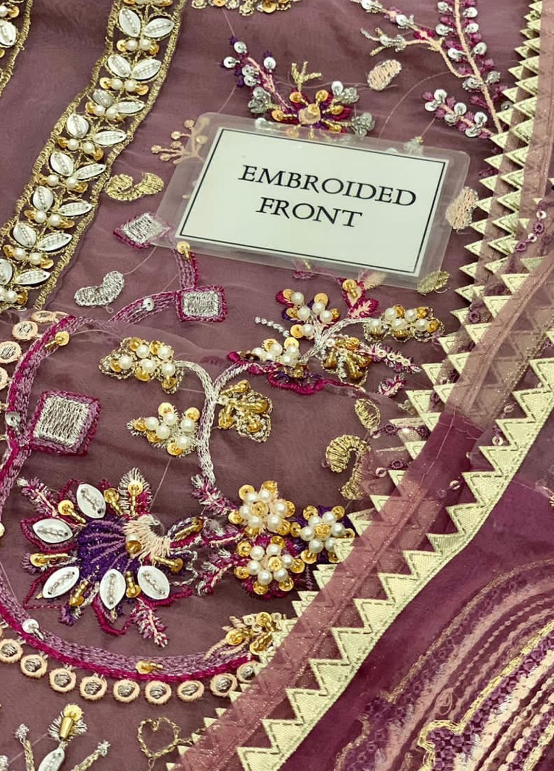 Embroidered Unstitched 4 Piece Organza Suit ECC-D03-MAUVELOUS-22-Party Wear