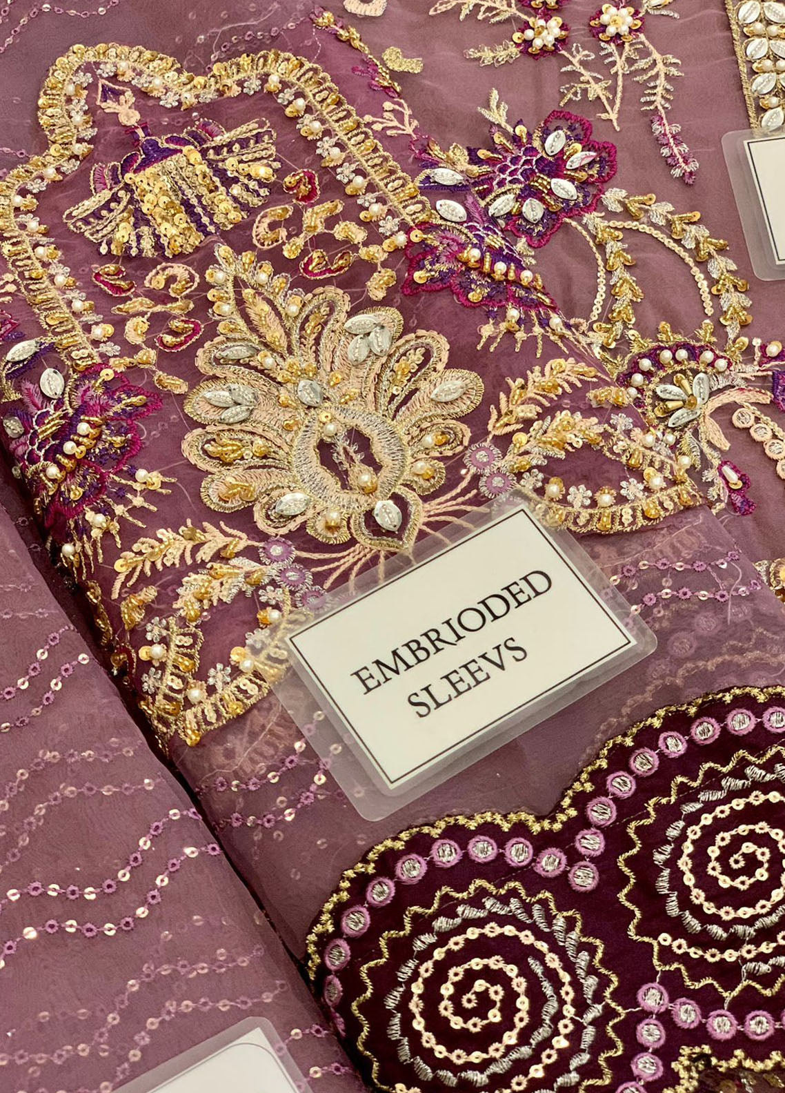 Embroidered Unstitched 4 Piece Organza Suit ECC-D03-MAUVELOUS-22-Party Wear
