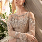 Luxury Unstitched Net Embroidered Saree Skin Beige -BD-2801- Party Wear