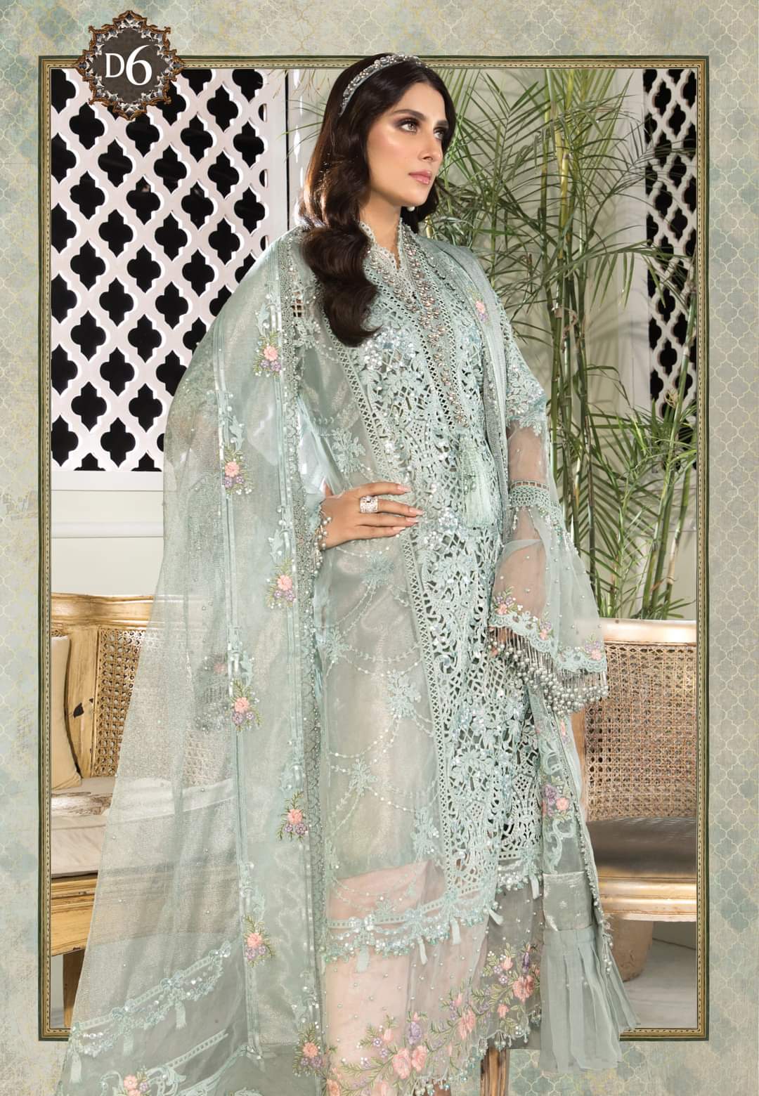 Embroidered Unstitched 3 Piece Organza Suit MBC-BD-2206-21-Party Wear