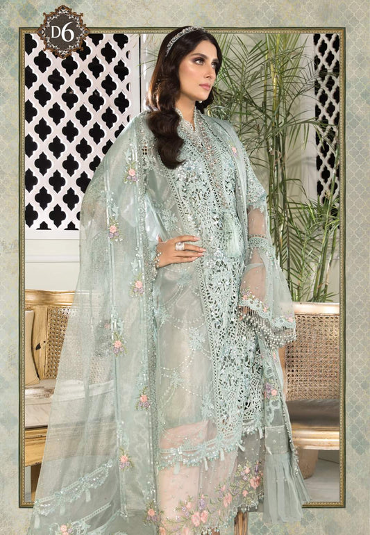 Embroidered Unstitched 3 Piece Organza Suit MBC-BD-2206-21-Party Wear