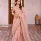 Luxury Net Embroidered Unstitched Saree AJ -Party Wear