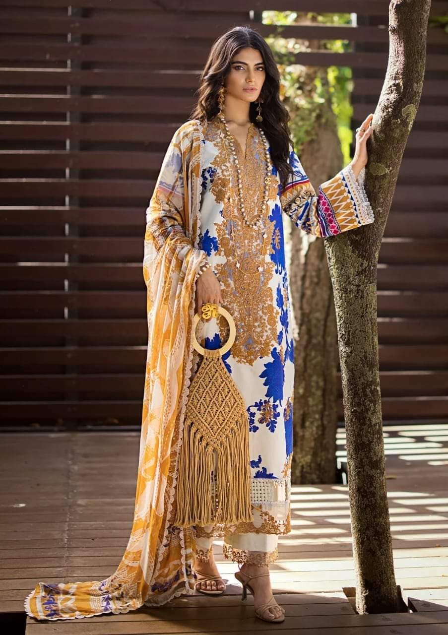 Embroidered Lawn 3 Piece Unstitched Suit ESL-01A-OPRAH - Summer Collection