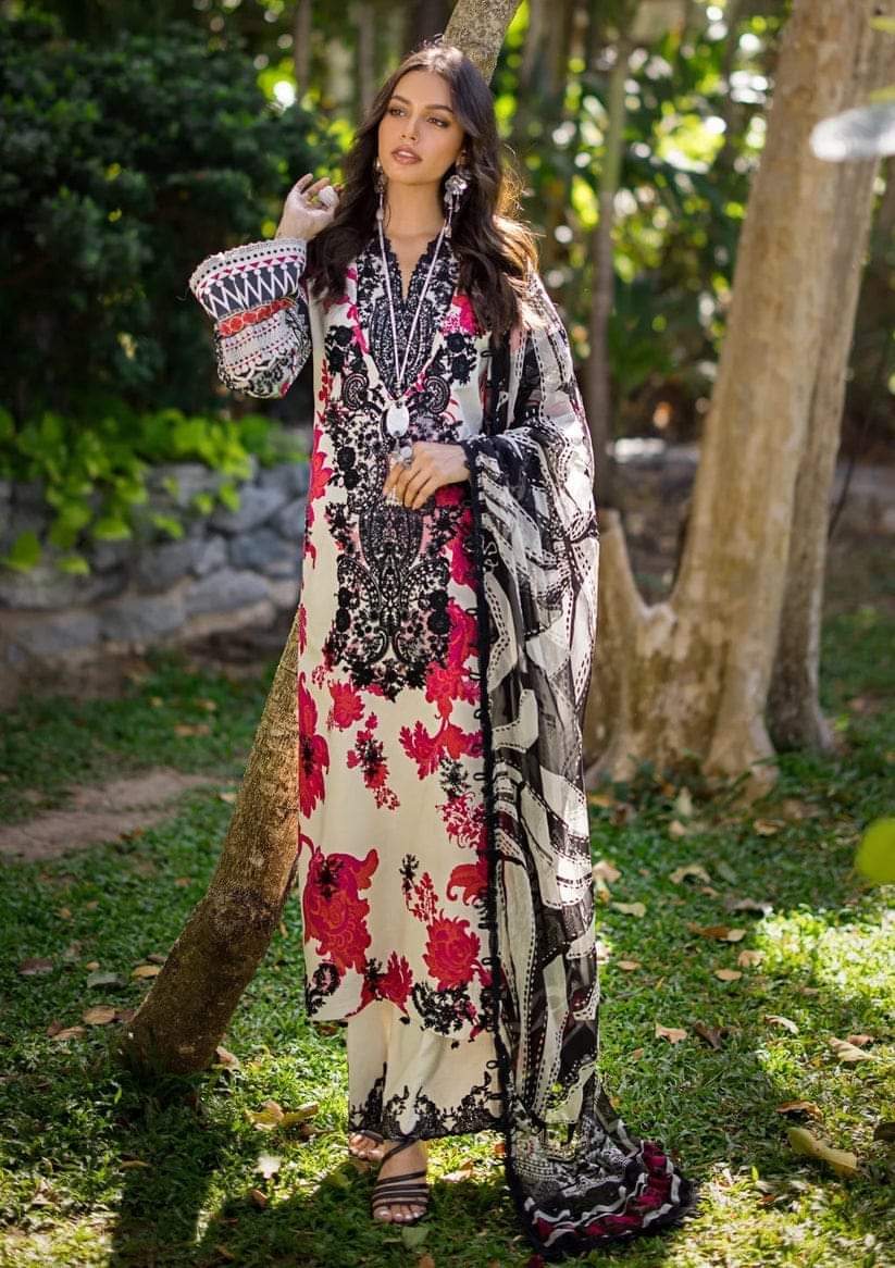 Embroidered Lawn 3 Piece Unstitched Suit ESL-01B-OPRAH - Summer Collection