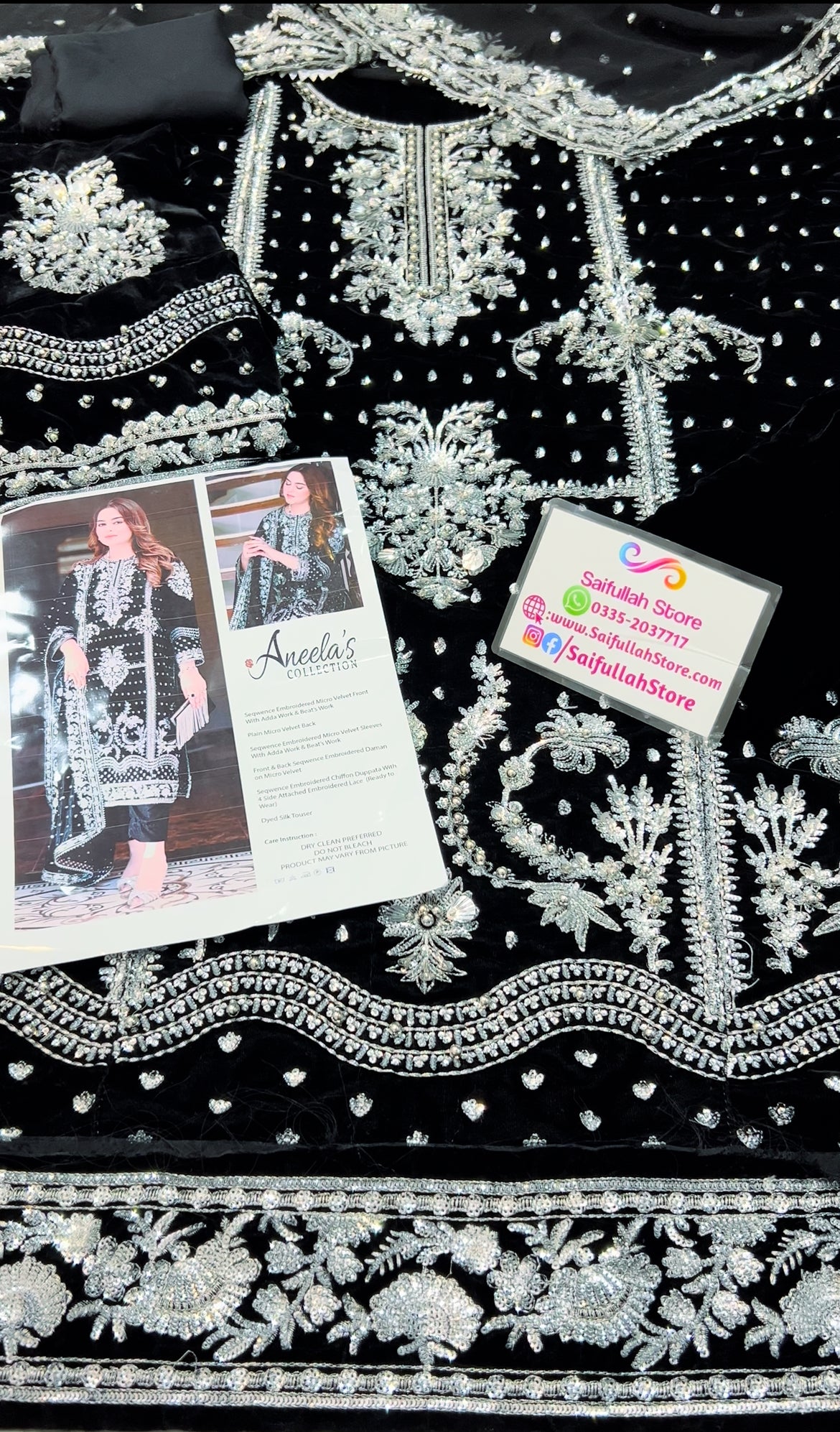 Luxury Velvet Dress 3 Piece Unstitched - ANL