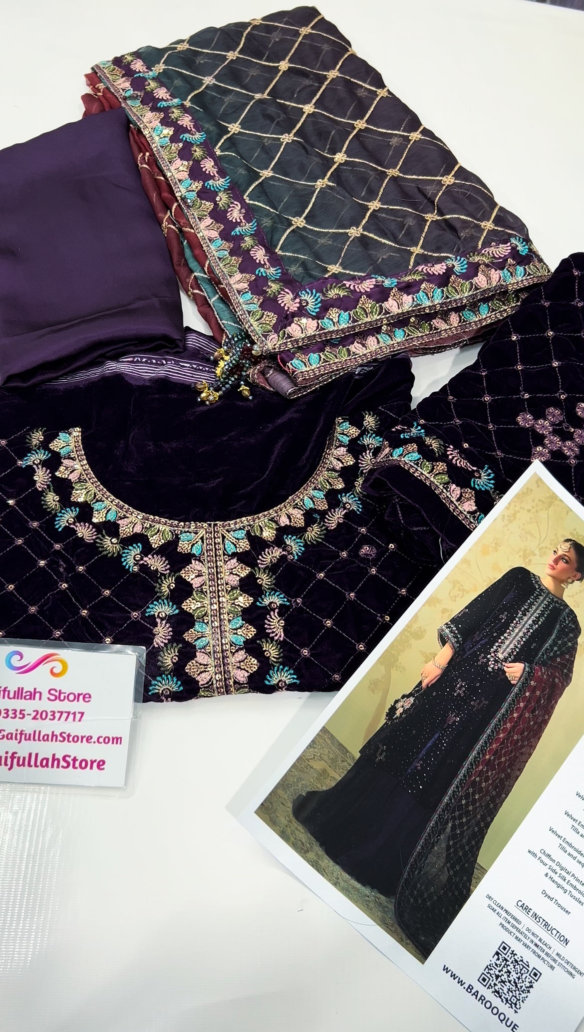 PLUM VELVET Embroidered Unstitched 3 Piece Dress - SF-4319