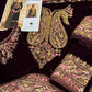 Mehroon Velvet Unstitched Embroidered Dress- Party Wear
