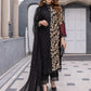 Black Chiffon Embroidered 3 Piece Unstitched Suit- Party Wear