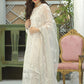 White Organza Heavy Embroidered 3 Piece Unstitched Suit -NM- Party Wear