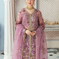 Embroidered Unstitched 4 Piece Organza Suit ECC-D03-MAUVELOUS-22-Party Wear
