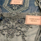 Teal Blue Chiffon Embroidered 3 Piece Unstitched Dress -Party Wear