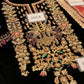Velvet Embroidered Unstitched 3 Piece Suit KBV-P-223-BLACK-Party Wear