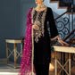 Velvet Embroidered Unstitched 3 Piece Suit KBV-P-223-BLACK-Party Wear