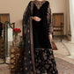 Velvet Embroidered Unstitched 3 Piece Suit -Jasmin-BLACK-Party Wear