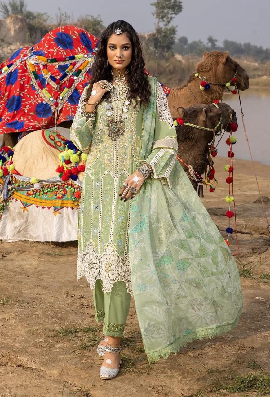 Chicken Kari Embroidered Lawn 3 Piece Unstitched Suit ALL-D5522-24 - Summer Collection