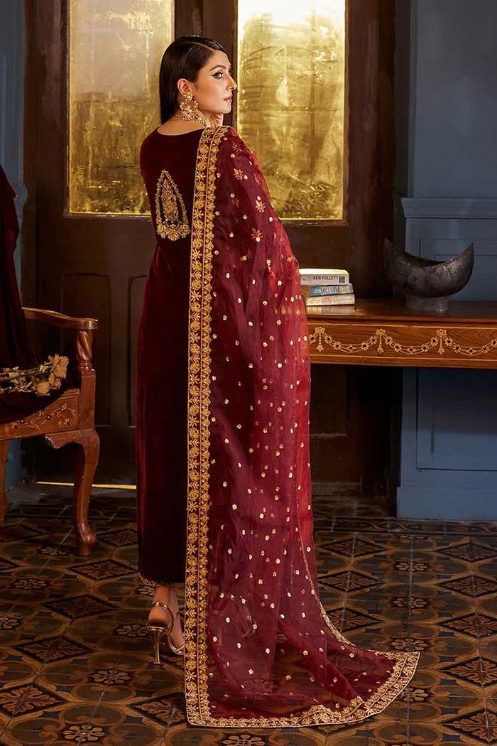 Embroidered Unstitched 3 Piece Velvet Suit ZCV-D03-ZIBA-23- Party Wear