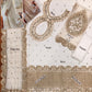 Chiffon White & Gold 3 Piece Unstitched Dress-Party Wear