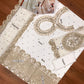 Chiffon White & Gold 3 Piece Unstitched Dress-Party Wear