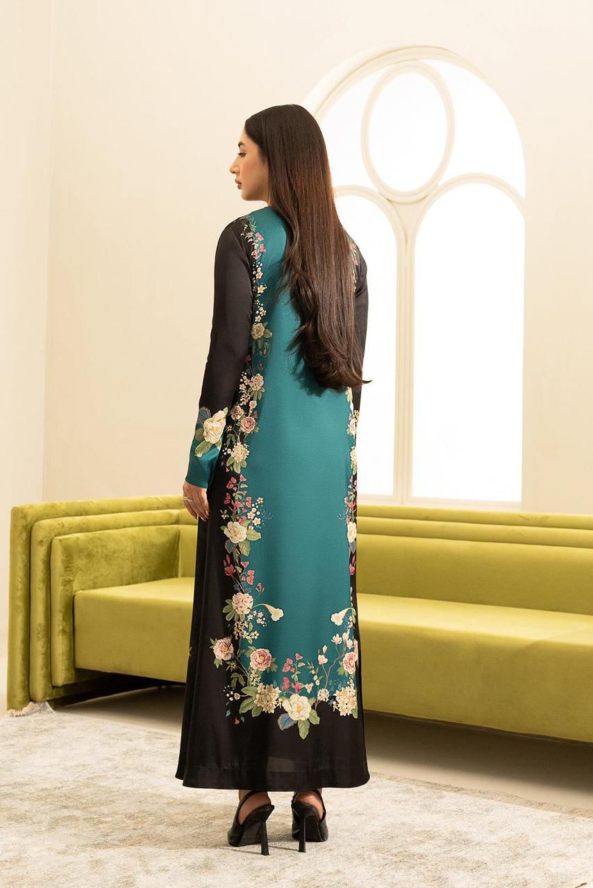 Sea Green HandWork Silk 3 Piece Unstitched Suit - Party Wear