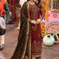 Mehroon Embroidered Chiffon 3 Piece Unstitched Suit AJ-24-Party Wear