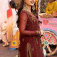 Mehroon Embroidered Chiffon 3 Piece Unstitched Suit AJ-24-Party Wear