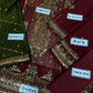 Mehroon Embroidered Chiffon 3 Piece Unstitched Suit AJ-24-Party Wear