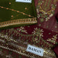 Mehroon Embroidered Chiffon 3 Piece Unstitched Suit AJ-24-Party Wear