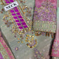 Tie N Die Pista Purple Luxury Chiffon Dress - Unsitched