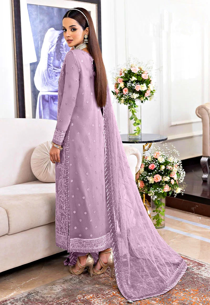 Chiffon Embroidered 3 Piece Unstitched Suit - Party Wear
