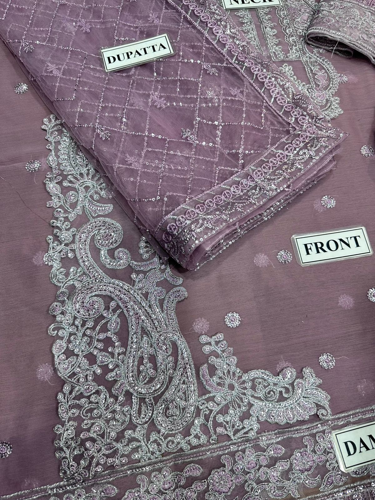 Chiffon Embroidered 3 Piece Unstitched Suit - Party Wear