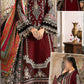 Mehroon Embroidered Unstitched 3 Piece Chiffon Suit - Party Wear