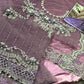 Luxury Unstitched Net Embroidered Saree Purple -BD-2801- Party Wear