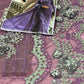 Luxury Unstitched Net Embroidered Saree Purple -BD-2801- Party Wear