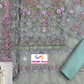 Mint Green Embroidered Unstitched 3 Piece Net Saree MBC-MC-024-Party Wear