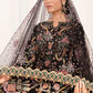 Luxury Net Embroidered 3 piece Unstitched Dress MB -Black - Party Wear