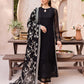 Black Chiffon 3 Piece Unstitched Suit-Party Wear