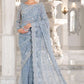 Luxury Net Embroidered Unstitched Saree MB -Party Wear