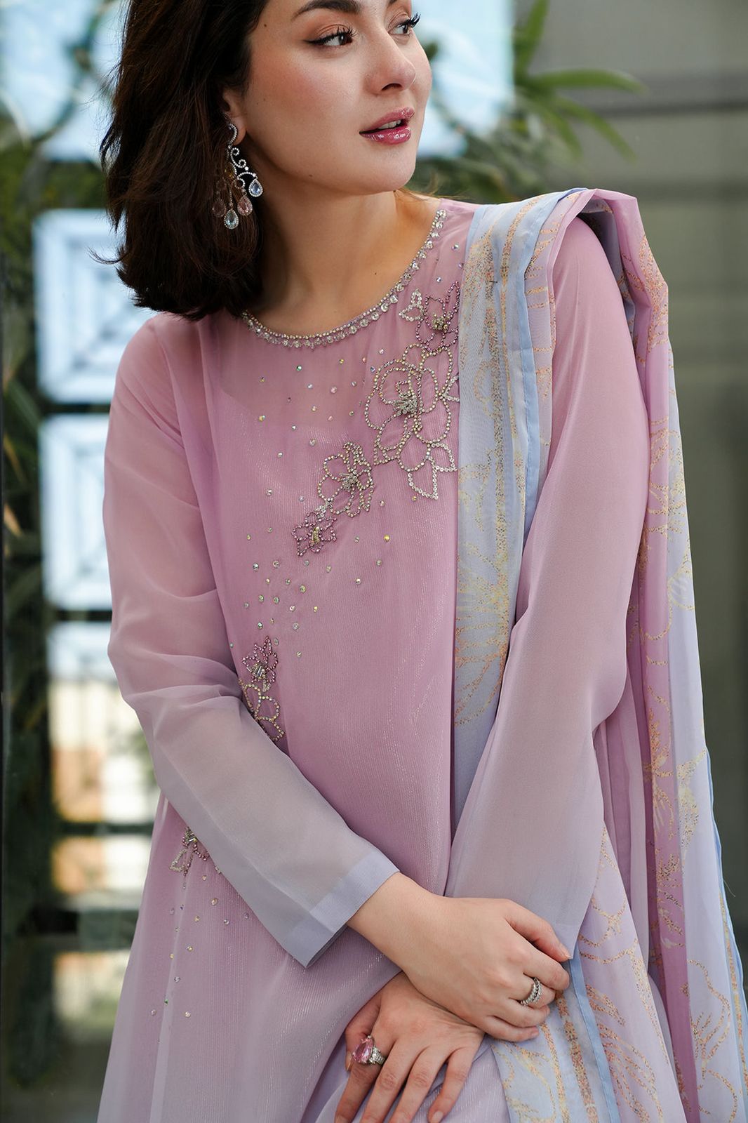 Embroidered Chiffon 3 Piece Unstitched Suit LL-ANZAAL LONG-25 - Party Wear
