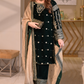 Green Velvet Unstitched Embroidered 3 Piece Suit ANL - Party Wear