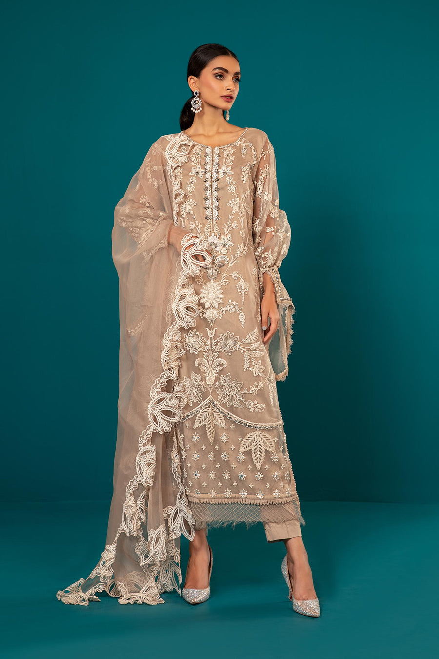 Luxury Organza Embroidered 3 Piece Unstitched Dress - Party Wear